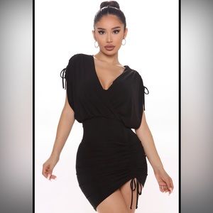 Black Ruched Stylish Mini Dress